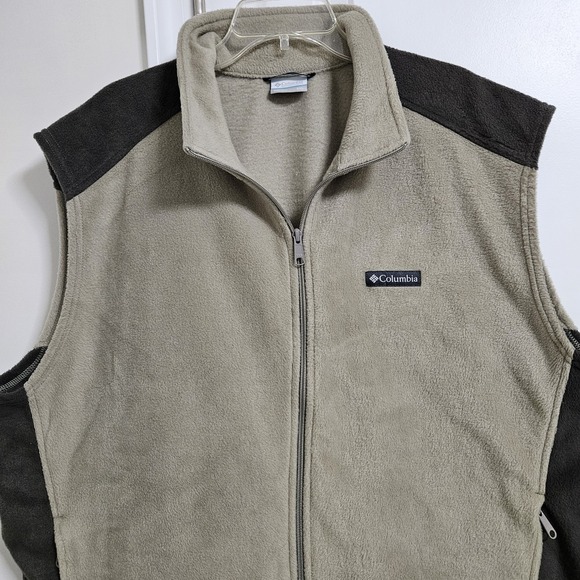 Columbia Fleece Vest Mens XXL Tan Steens Mountain Full Zip Two Tone Outdoors - Picture 4 of 8